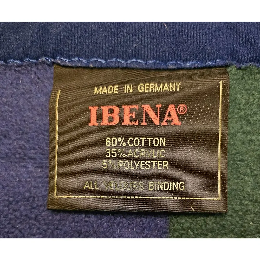 Vintage IBENA Plaid Red Blue Style Blanket Throw Made In Germany 72x52